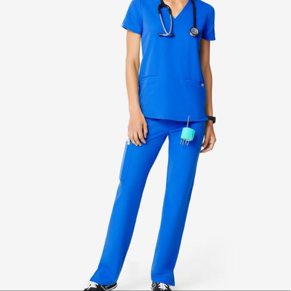 FIGS royal blue scrubs - Kade cargo + Casma top
